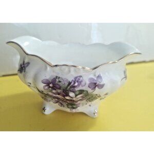 Hammersley Victorian Violets Bone China Sugar Bowl/Salt Cellar Gold 1930's Trim